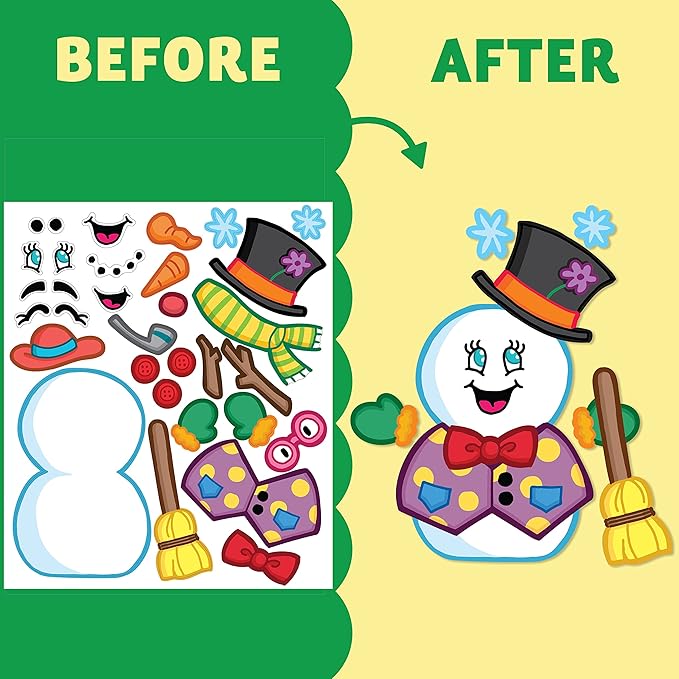 JOYIN 48 Pcs Christmas Make-a-face Sticker Sheets Make Your Own Characters Sticker with Full Body Design Santa Santa, Gingerbread, Snowman, Reindeer and Elf Kids Party Favor Supplies Xmas Craft