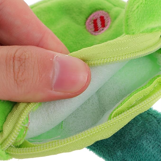 Abaodam Animal Slap Bracelet Coin Purse Frog Slap Bracelet Plush Stuffed Animal Hugger Snap Wristband Wallet for Kids