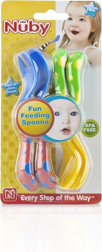 Nuby Fun Feeding Spoons & Forks 2-Pack (one size, Yellow/Blue)