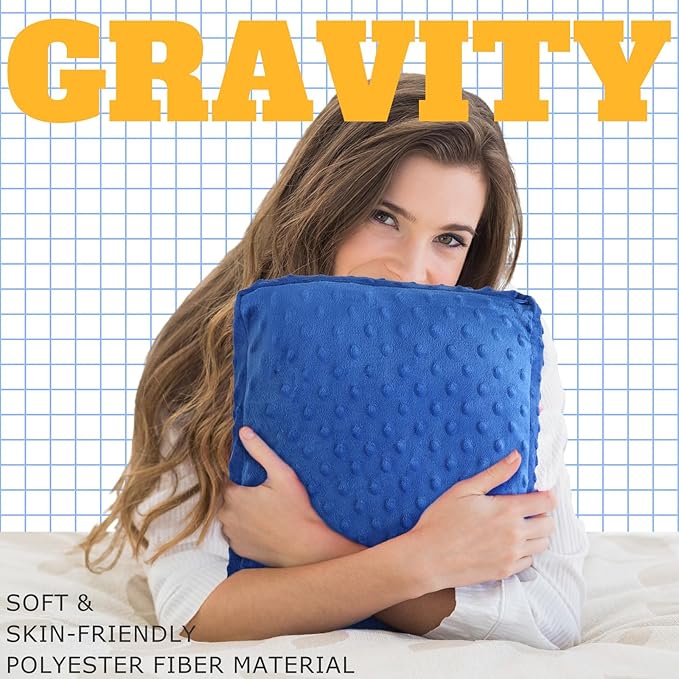 1 Pcs 6 lb Sensory Weighted Hug Pillow with Glass Bead Filled, Cozy Soft Weighted Pillow for Adults Men Women Soothe Hugging Relax, 12 x 12 Inch(Blue)
