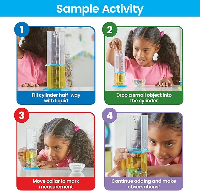 hand2mind Starter Science Graduated Cylinder Set, Science Lab Equipment Kids, Measuring Toys for Kids, Educational Science Kits, Kids Chemistry Set, Science Supplies for Classroom (Set of 5)