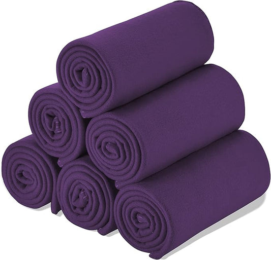 Special SG Glory Fleece Throw Blanket Set Bulk for Travel Kids Outdoor Wedding Pet (Purple, Pack of 6 50x60 Inches)