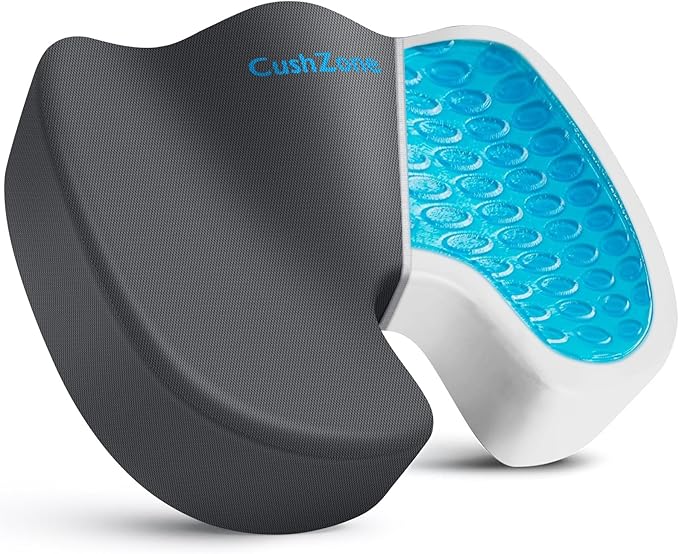 Office Chair Seat Cushion, Cooling Gel Enhanced Memory Foam Cushion for Long Sitting - Back, Sciatica, Coccyx, Tailbone Pain Relief Pillow - for Office, Gaming, Car, Wheelchair - Grey, X-Large