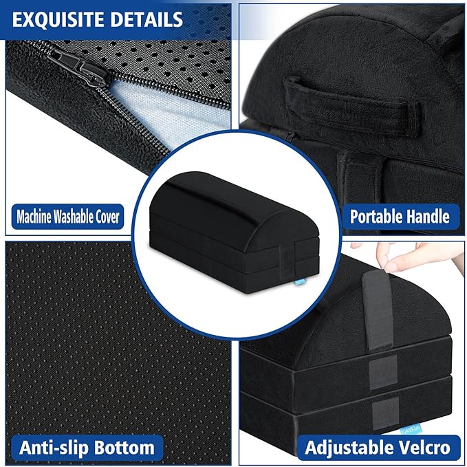 XXL(20in) Foot Rest for Under Desk at Work with 3 Adjustable Heights, Foot Stool with Bamboo Charcoal Foam, Feet Warm Pocket Footrest for Office Gaming Chair, for Leg Support -Black