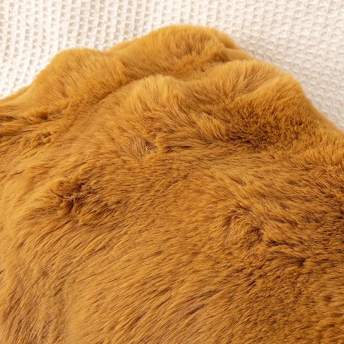 14x36 Faux Fur Lumbar Pillow Cover, Coco Brown Bubble Texture Raised Plush Soft Cushion Case for Sofa Bed Living Room Home Decor, ONLY 1 Cover