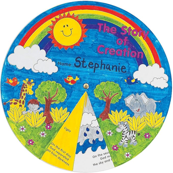 Fun Express Color Your Own Creation Wheel - Makes 12 - DIY Religious Crafts for Kids and Fun Sunday School Activities - VBS Vacation Bible School Supplies/Decor