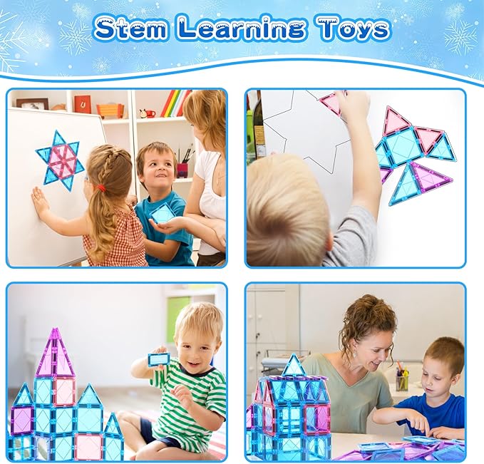 Magnetic Tiles Toys for 3 4 5 6 7 8 Year Old Boy Girls Kids Beginner Set,Magnetic Building Blocks Learning Toys for Toddlers Age 2-4 3-5 4-5 5-6 6-8 Birthday Christmas Ideas (20PCS Blue & Purple)