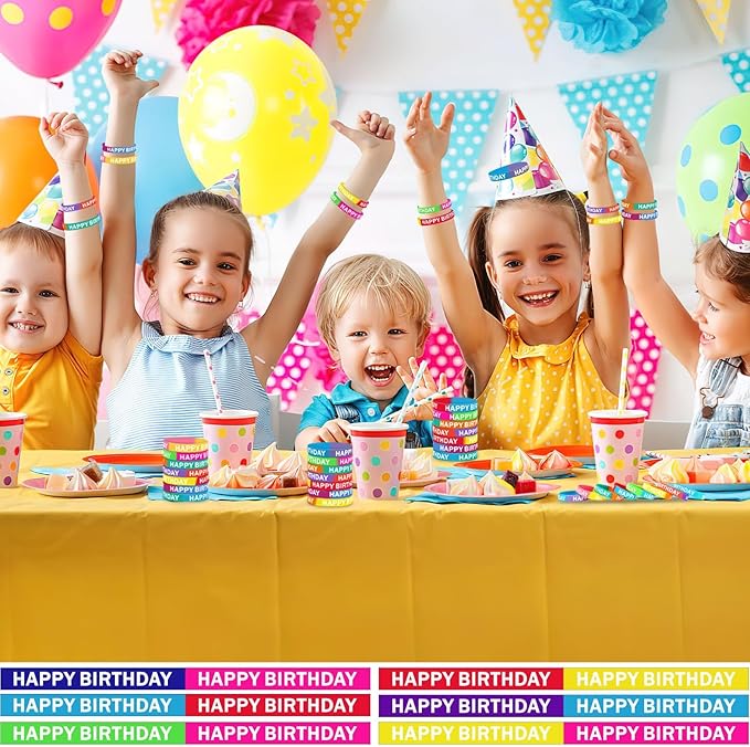JUNEBRUSHS Birthday Rubber Bracelets, 24pcs Happy Birthday Silicone Bracelets Wristbands for Classroom Teachers Birthday Party Favors Reward Gifts Accessories（12 Designs）
