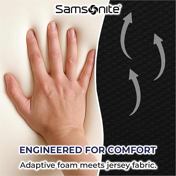 Samsonite Ergonomic Lumbar Support Pillow for Office Chair and Car Seat - Memory Foam Back Support Lumbar Pillow Premium Cushion Chair Support for Lower Back Pain Relief and Versatile Use (Black)