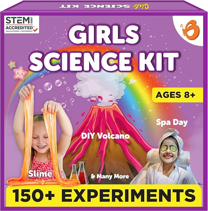 Butterfly EduFields 150+ Girls Science Kit for Kids 8-12 Ages 8 9 10 11 12 Years | Girls Science Experiments | Birthday for Girls | Girls Toys | Fun STEM Learning and Educational Toys