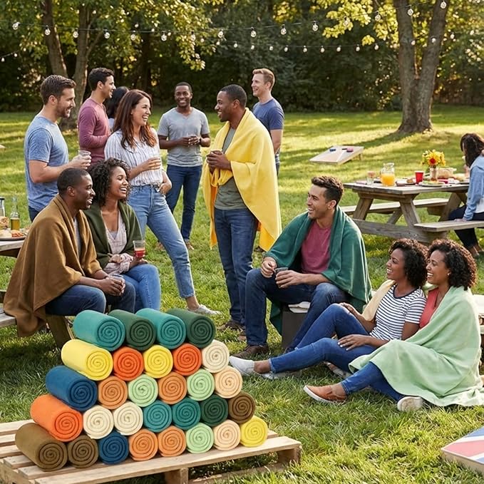 Kinlop 40 Packs Fleece Blanket Bulk 60 x 50 Inch Soft Lightweight Fleece Cozy Blanket Warm Throw Plush Pet Throw for Bed Couch Sofa Home Office Wedding Gifts Travel Camping (Multicolored)