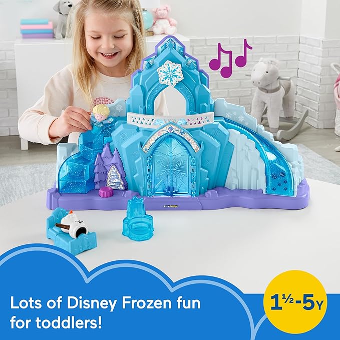Fisher-Price Little People Toddler Toy Disney Frozen Elsa’s Ice Palace Musical Playset with Figures for Pretend Play Kids Ages 18+ Months