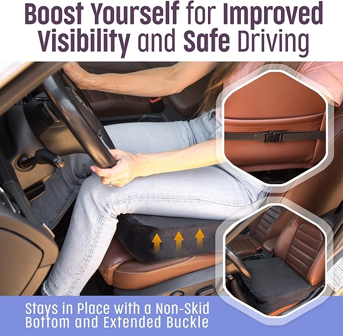 Aeris Large Seat Cushion for Office Chairs - Ergonomic Memory Foam Chair Cushion for Enhanced Comfort During Long Hours of Sitting &Driving - Ideal for Car&Truck Seats,Wheelchairs -With Washable Cover