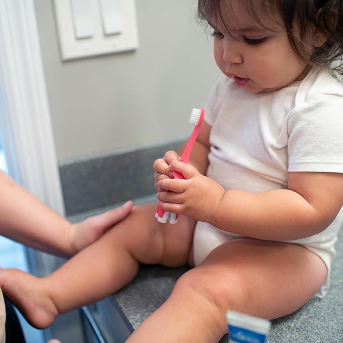 Dr. Brown's Infant-to-Toddler Training Toothbrush, Soft for Baby's First Teeth, Pink Elephant, 0-3 Years (Colors/Styles May Vary)