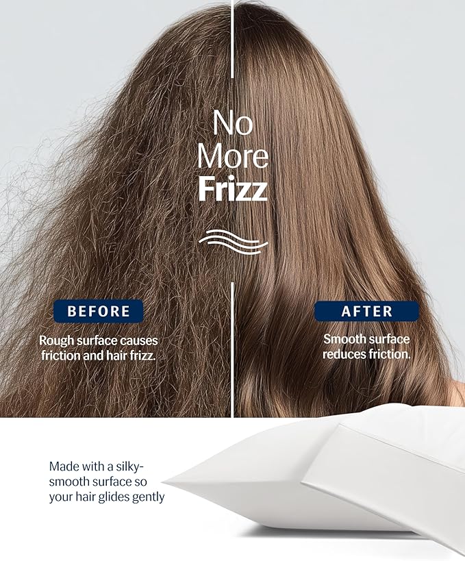 REST® Evercool®+ Cooling Pillowcases King - 2 Pillowcases for Sensitive Skin, Silver Infused Fabric for Hygienic Sleep, Silky Smooth for Curly Hair, High Elastic for Snug Fit (19x35 inches)