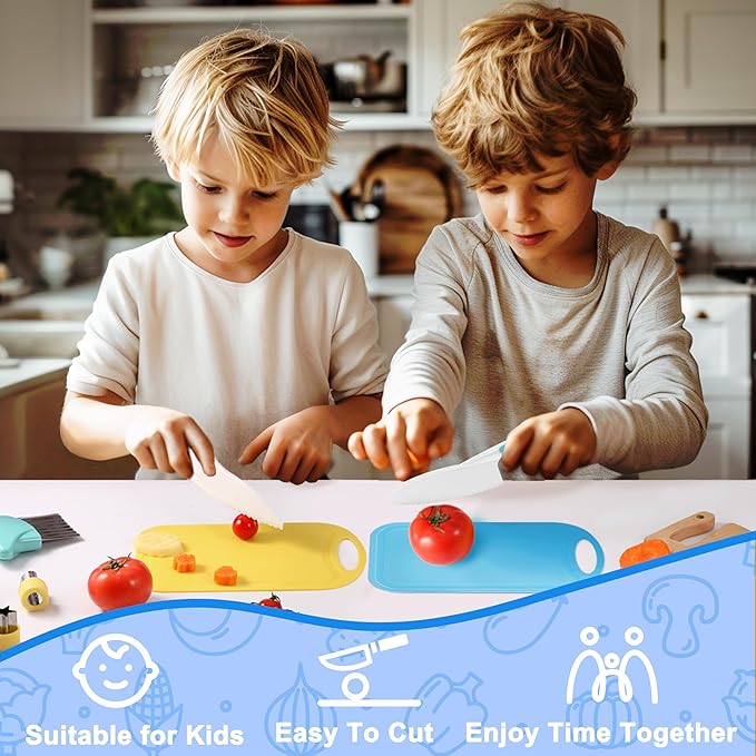30 Pieces Montessori Kitchen Tools-Kids Cooking Sets Real-Toddler Knife Set for Real Cooking-Toddler Utensils with Safe Knives Crinkle Cutter Cutting Board