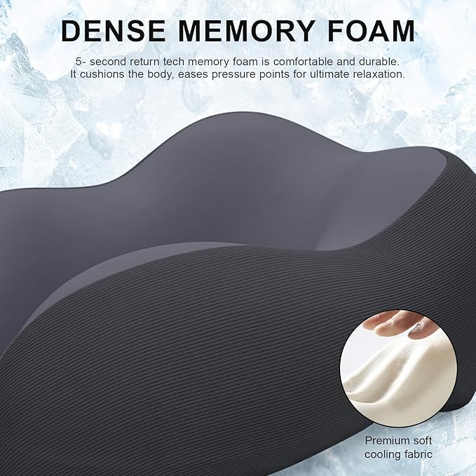 urnexttour Travel Pillow for Airplane Memory Foam Neck Pillow, Soft & Support Travel Pillow for Travelling, Sleeping Rest, Car, Train and Home Use (Black)