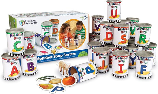Learning Resources Alphabet Soup Sorters - 208 Pieces, Ages 3+, Early Phonics Manipulatives, ABCs, Alphabet Awareness & Recognition, Alphabet Soup Games