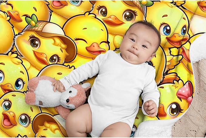 Little Yellow Ducks Adult duck Blanket Kids Funny Blanket Suitable for Bedroom Living Room bed sofa Crib Couch Chair outdoor All Season Items That Yellow Duck Lovers Will Love 50"x40"for Kid
