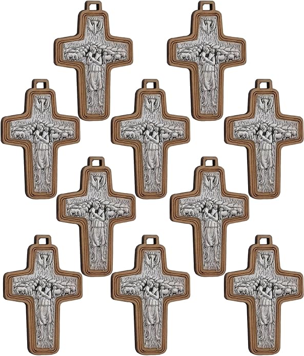 COTTVOTT Wooden Christian Jesus Cross/Orthodox Crucifix Charms Pendants for Rosary Necklace, DIY Jewelry Making Accessories Parts