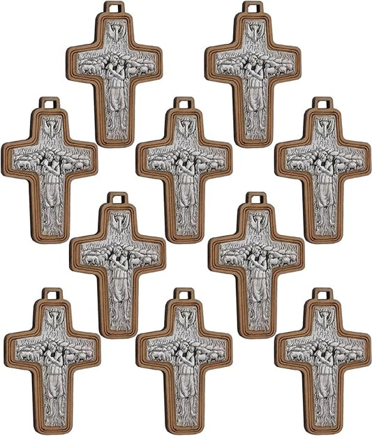 COTTVOTT Wooden Christian Jesus Cross/Orthodox Crucifix Charms Pendants for Rosary Necklace, DIY Jewelry Making Accessories Parts