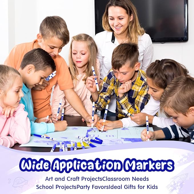 Janlaugh 48 Pcs Line Washable Markers Bulk Blue Fine Tip Markers Set Coloring Markers for Kids Thin Washable Markers Blue Tips Markers for Art School Supplies, Back to School Supplies, Ages 6+