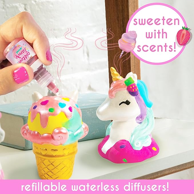 Just My Style Paint Your Own Scented Unicorn Figurines – Paint Your Own Waterless Ceramic Diffuser – Paintable Scented Unicorn Figurines – Customize with Pearlized Paints, Glitter & Sweet Scents