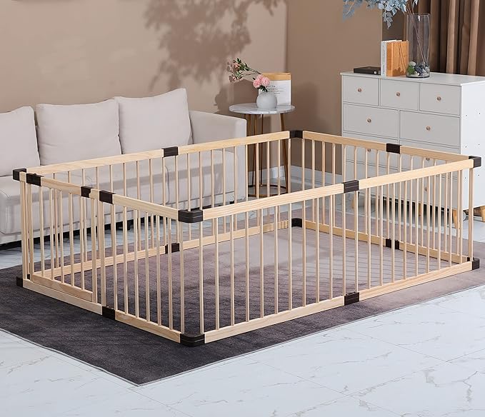 Baby Playpen,Playpen for Babies and Toddlers, Wooden Baby Playpen,79x71, Baby Play Pen,Baby Play Fence,Baby Play Yards,Baby Activity Center (180x200CM)