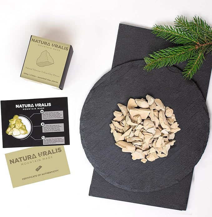 Siberian Yellow Clay | 35oz of Natural Yellow Clay, Pastel to Golden Yellow - Amazing Crunch, Satisfying Earthy, Velvety and Firm Texture, ASMR Sensation