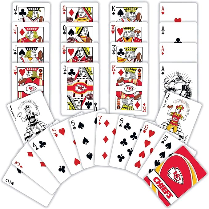 MasterPieces - NFL Playing Cards, Officially Licensed Kansas City Chiefs Football Deck, Family Games for Adults and Kids, Standard Index