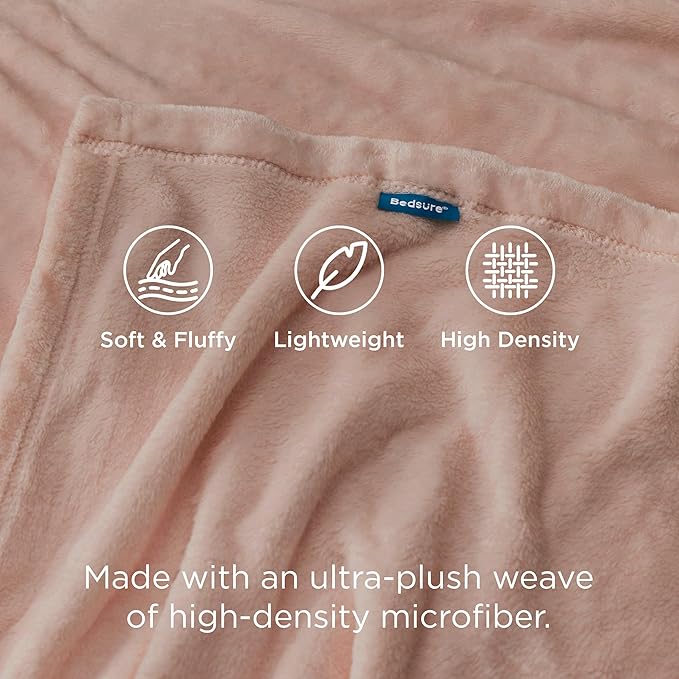 Bedsure GentleSoft Fleece Blanket Twin Size Dusty Pink - 300GSM Lightweight Plush Fuzzy Cozy Soft Warm Blanket for Bed, Sofa, Couch, Travel, Camping, 60x80 inches