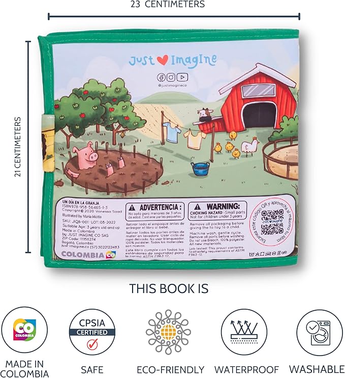 Bilingual Quiet Book for Toddlers | Written in English and Spanish | 5 Finger Puppets and 1 Plush Toy Included | Montessori Inspired for Toddlers | Carry on Travel Toy | Libros en Español para Niños.