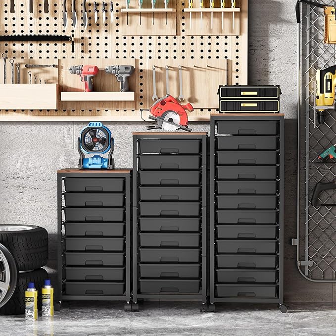 Rolling Cart with Drawers,12 Drawer Rolling Cart,Rolling storage cart with drawers,Black Rolling Drawer Cart,Teacher Rolling Cart for Classroom Storage,Craft Cart with Wooden Tabletop