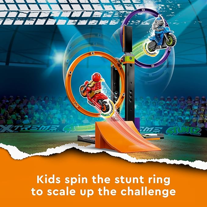 LEGO 60360 City Stuntz The Stunt Challenge: Rotating Circles, Events for 1 or 2 Players with Motorcycle, Toy for Kids, Boys and Girls from 6 Years Old