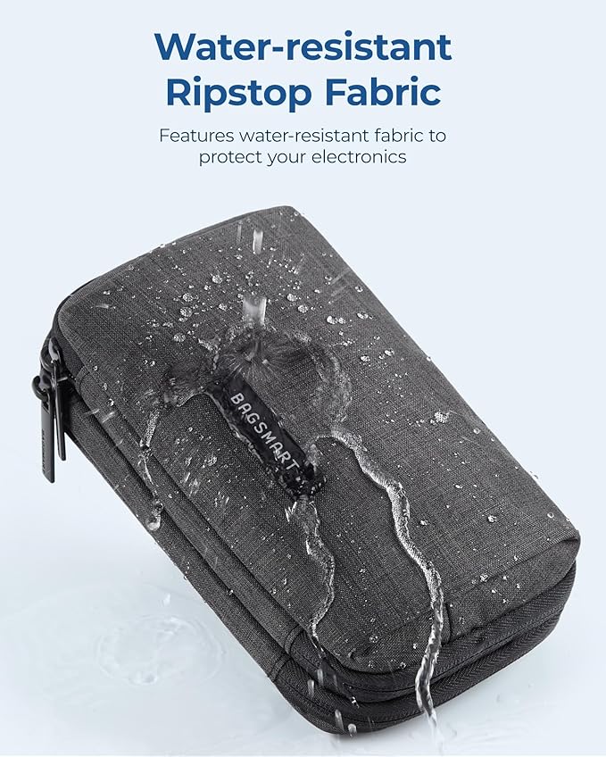 BAGSMART Electronics Organizer Travel Case, Cable Charger Cord Tech Organizer Pouch for Phone Charger Accessories, Dark Green