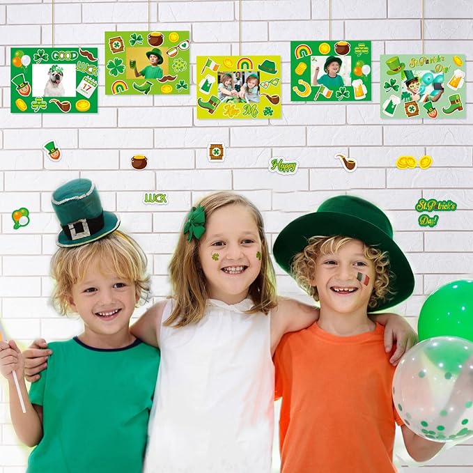 chiazllta 30 Packs St. Patricks Day Picture Frame Craft Kits for Kids St. Patricks DIY Craft Art St. Patrick Day Party Decoration Favor Home Classroom Game Activities
