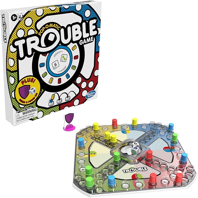 Hasbro Gaming Trouble Game with Bonus Shield & Power Die | Family Board Games | Easter Gifts for Kids | 2-4 Players | Ages 5+ (Amazon Exclusive)