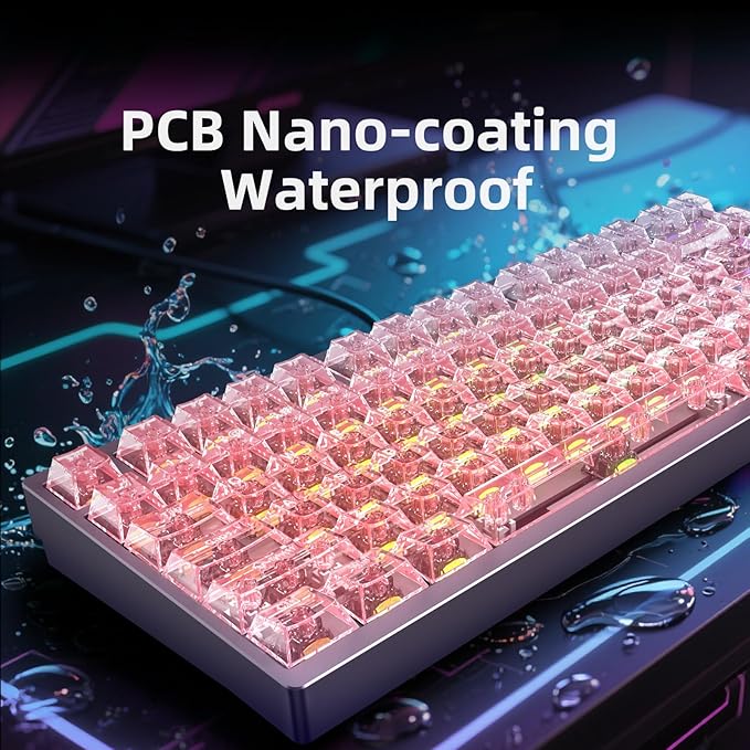 MG75MAX 81 Keys Wired Magnetic Switch Keyboard, 256KHZ Single Key Scan Rate, PCB Nano-Coating Waterproof, Hall Effect, 8KHZ/ARGB/CNC Aluminum Gaming Keyboard(Pink)