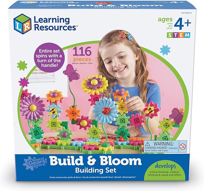 Learning Resources Gears! Gears! Gears! Build & Bloom Building Set, STEM Learning Toy, 117 Pieces, Ages 4+