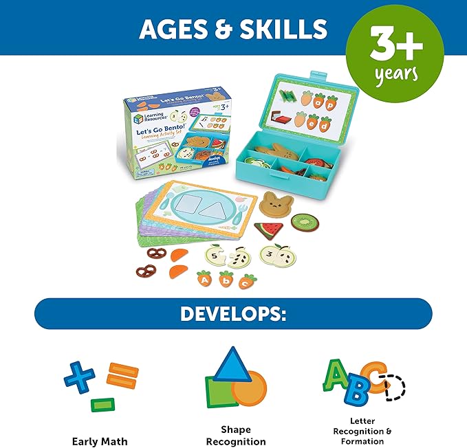 Learning Resources Let's Go Bento! Learning Activity Set, 78 Pieces, Ages 3+, Preschool Learning Activities, Toddler Toys, Learning & Education Toys, Feelings and emotios, fine Motor Skills