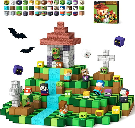 GobiDex 100PCS Magnetic Blocks Game-Based Kid Building Toys for Boys Girls 3+, Build MagWonder World with Zomblock Magnets Cubes, Upgraded STEM Game Sensory Gift for Christmas Birthday