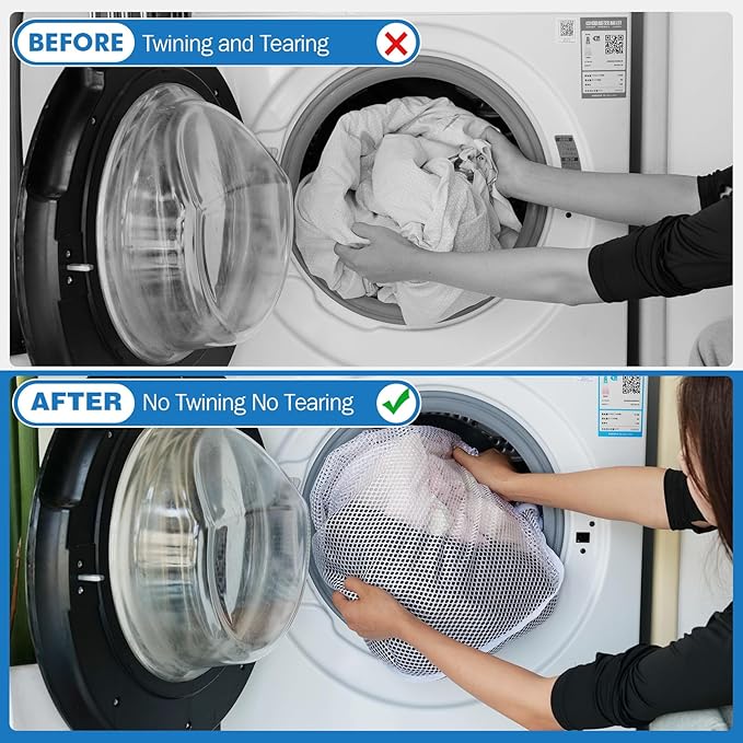 4Pcs Mesh Laundry Bags Washing Machine Mesh Wash Bags for Clothes,Underwear,Lingerie, Bed Linen with Drawstring Closure Sturdy(4 Size)