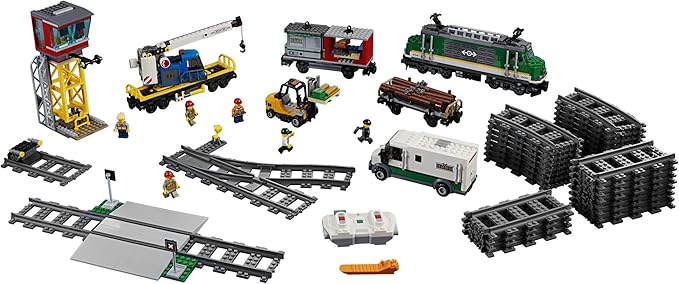 LEGO City Cargo Train 60198 Remote Control Train Building Set with Tracks for Kids, Top Present for Boys and Girls (1226 Pieces)