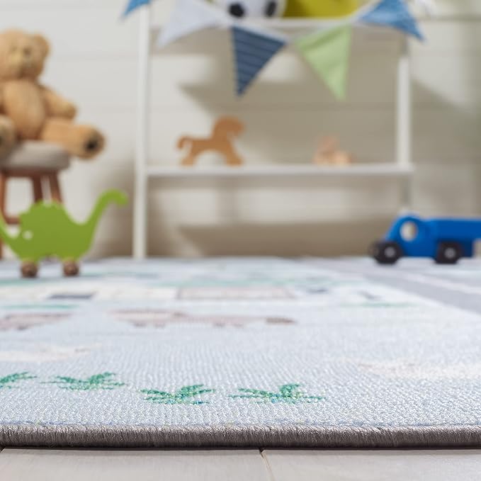 SAFAVIEH Kids Playhouse Collection Runner Rug - 2'2" x 8', Blue & Dark Grey, Non-Shedding Machine Washable & Slip Resistant Ideal for High Traffic Areas for Boys & Girls in Playroom (KPH235M)