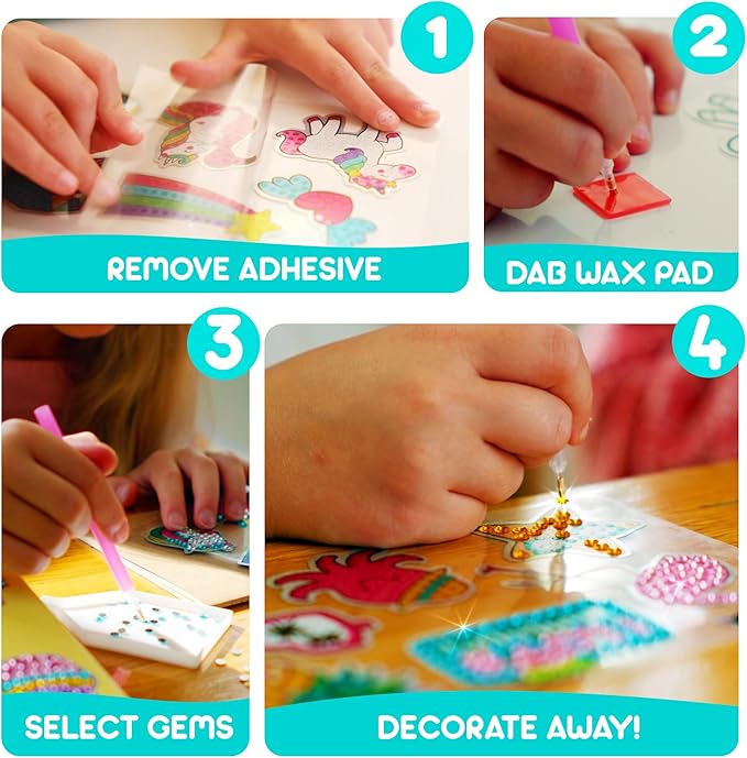 Blue Squid Diamond Art Kits for Kids – Fun & Easy DIY 5D Gem Art Gift Set for Keychains, Stickers, Sun Catchers - Diamond Painting Arts & Crafts Kit for Kids, Girls, Boys Ages 6 7 8 9 10 11 12