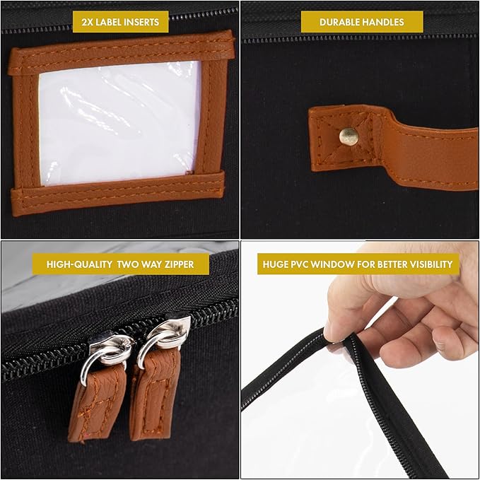 HOMELUX THEORY 2pc Under Bed Storage Containers, Bedroom Under the Bed Drawer Storage Organizer with Bins and Lids, Medium Underbed Clothes Storage Box Ideal for Blanket, Fabric, & Shoes (Black)