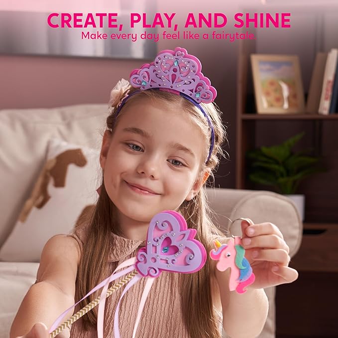 Klever Kits Unicorn DIY Craft Kit for 7 Projects, Make Your Own Unicorn Art, Castle, Dreamcatcher, Tiara, Wand, Birthday Gift, Craft Kits for Kids Ages 5+
