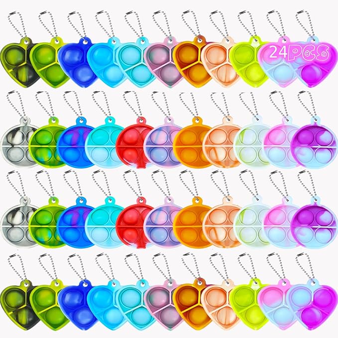 24pcs 1.5in, Pop Bubble Fidget Sensory Toys, Pop Toy Bulk for Party Favor, Classroom Student Prizes Easter Basket Goodie Bag Stuffers Christmas Valentine Gift for Kid