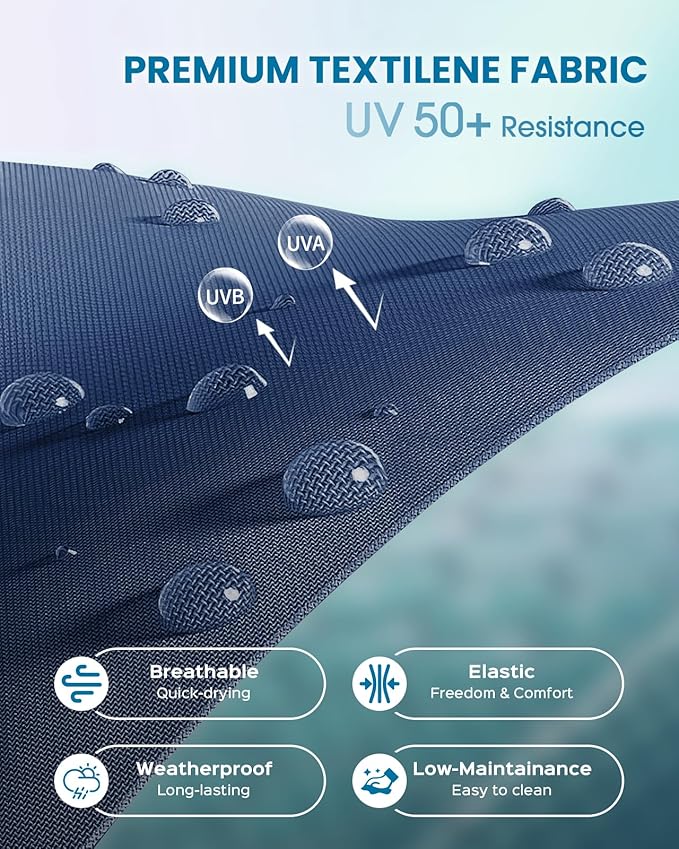 Pool Lounge Chairs Set of 2, Foldable Aluminum Chaise Lounge Outdoor with 5 Positions Recliner - Free Assembly - Patio Chaise Lounge Chair for Poolside, Beach, Yard (Navyblue, 2 Pack)