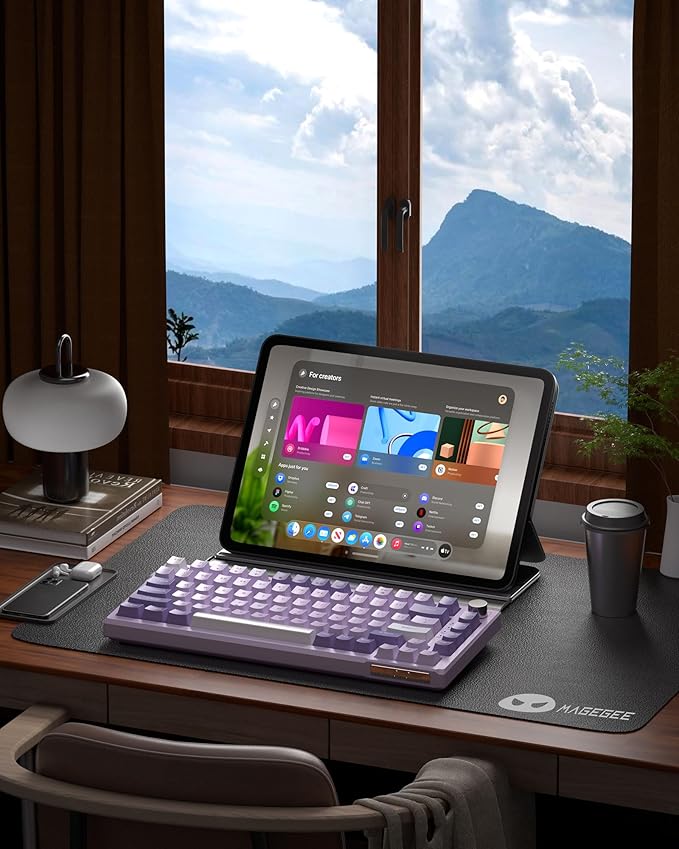 MageGee SKY81 75% Mechanical Gaming Keyboard, Gasket Hot Swappable Wired Custom Creamy Keyboard with 5-Layer Sound Dampening, Knob Control, RGB Backlit, NKRO for Win/Mac (Violet, Violet Switch)